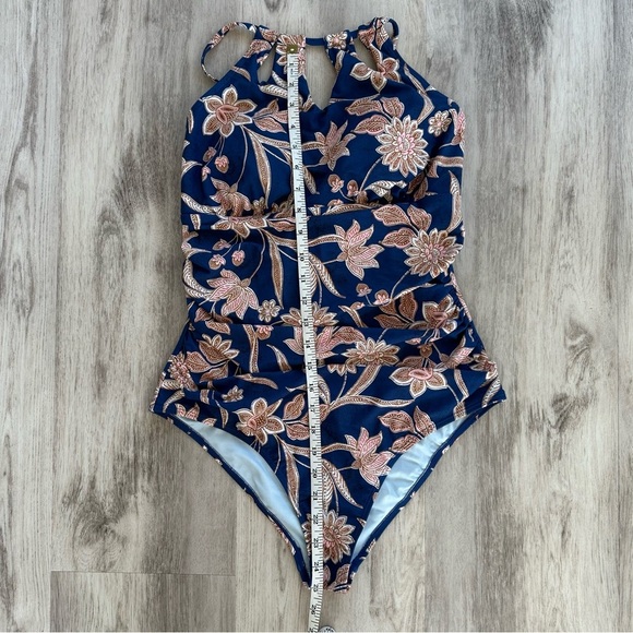 Cupshe Women’s Floral One Piece in Navy and Pink Large Bathing Suit Swimsuit - Picture 3 of 6
